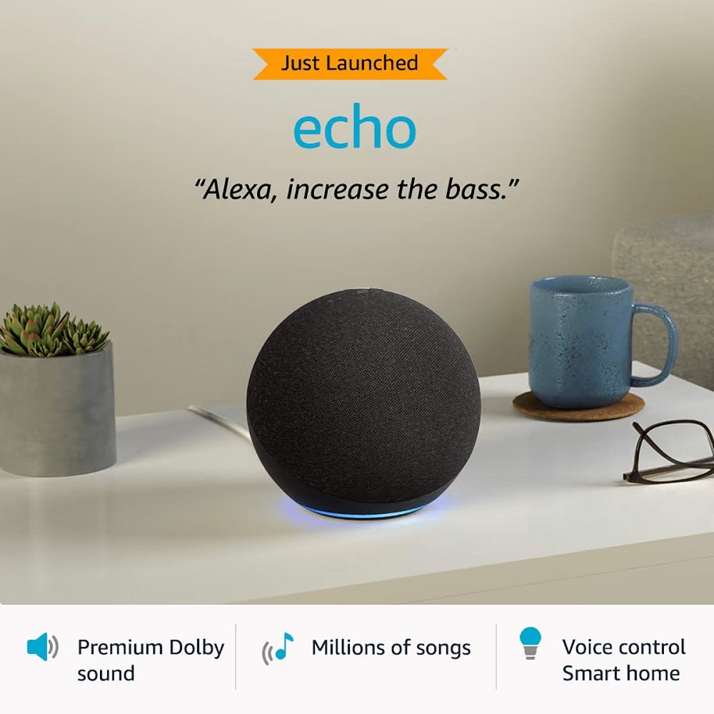 Amazon Echo th Gen Smart Speaker with Alexa Built in Black