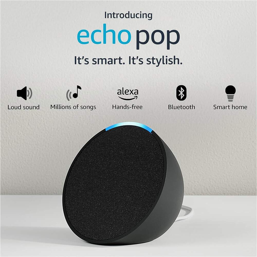 Amazon Echo Pop Smart Speaker with Alexa and Bluetooth Black Release