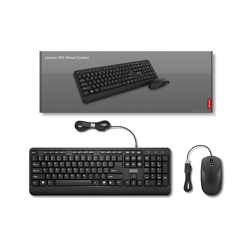 Buy Lenovo 160 Wired Keyboard and Mouse Combo - Black